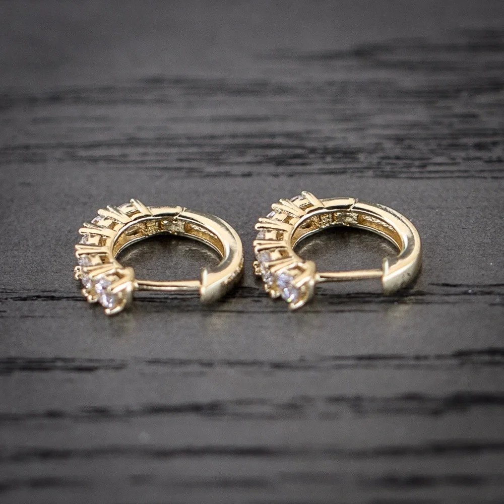 Men's 14k Yellow Gold Diamond Hoop Earrings